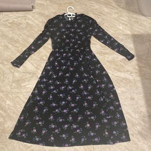 Long floral dress with ruffle detail